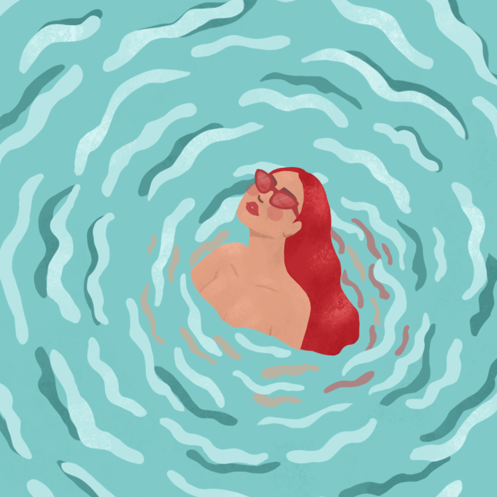 Aurore Leprivey Illustration baigneuse dans l'océan