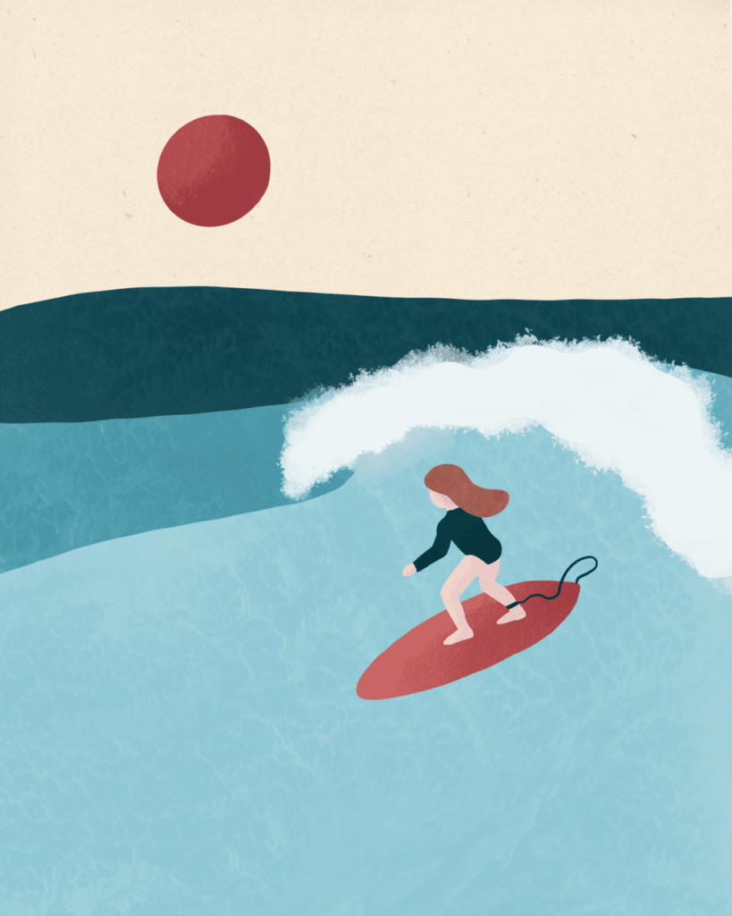 Affiche illustration surf et océan Aurore Leprivey