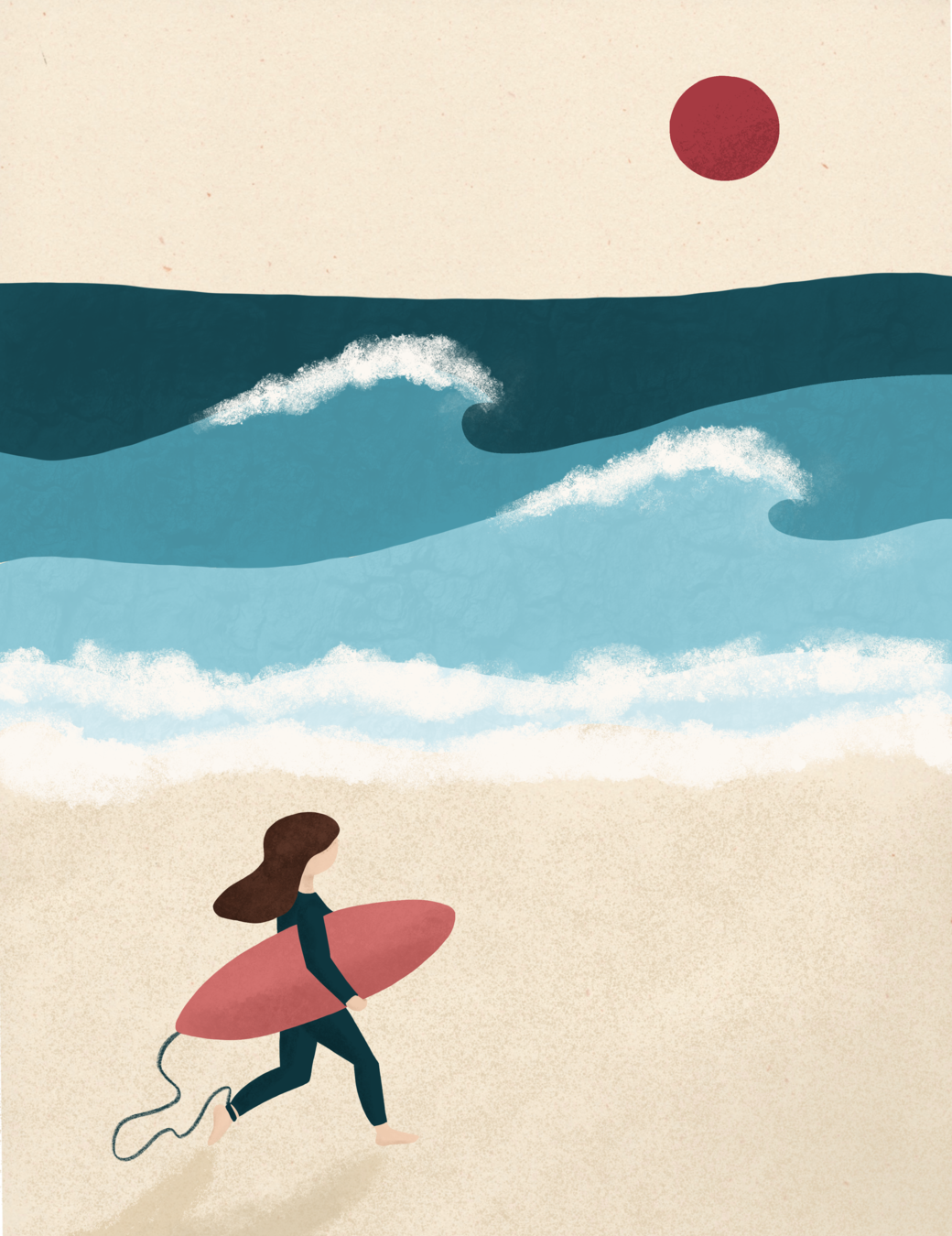 Affiche illustration surf et océan Aurore Leprivey