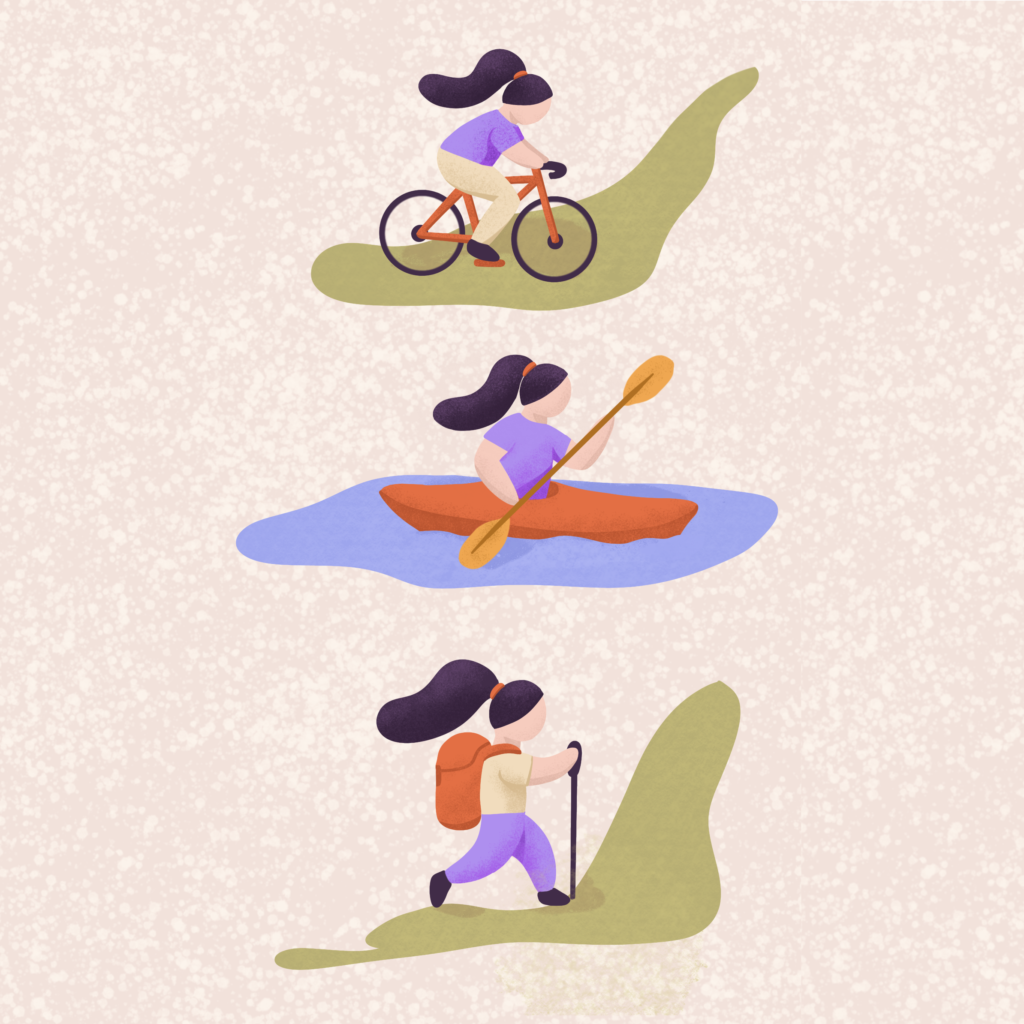 Aurore Leprivey illustration sport outdoor rando vélo canoe