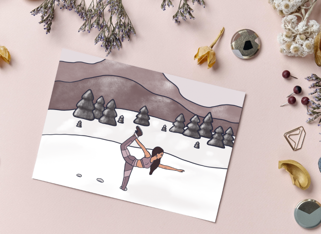 Carte illustrée yoga en montagne Aurore Leprivey