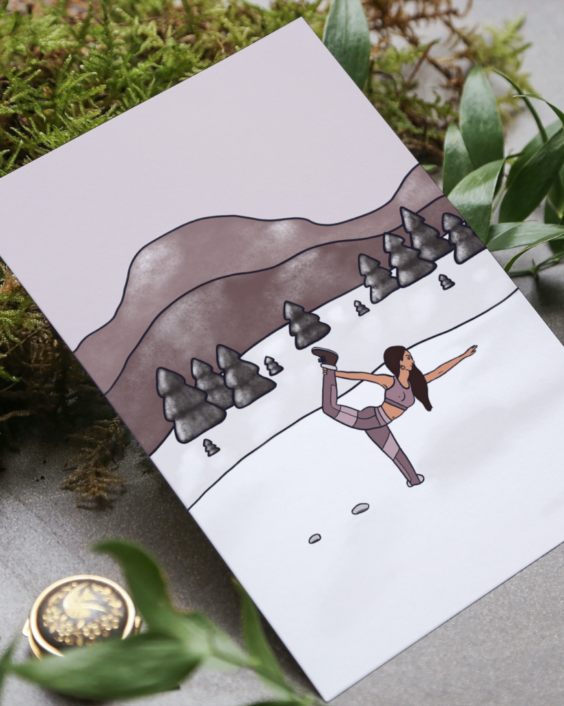 Affiche illustration yoga en montagne Aurore Leprivey