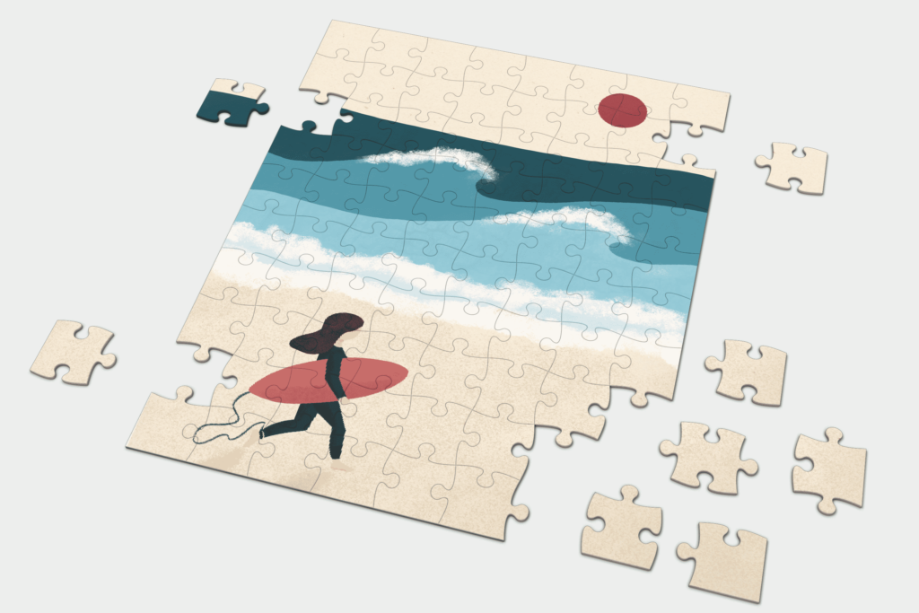 Illustrateur puzzle surf Aurore Leprivey