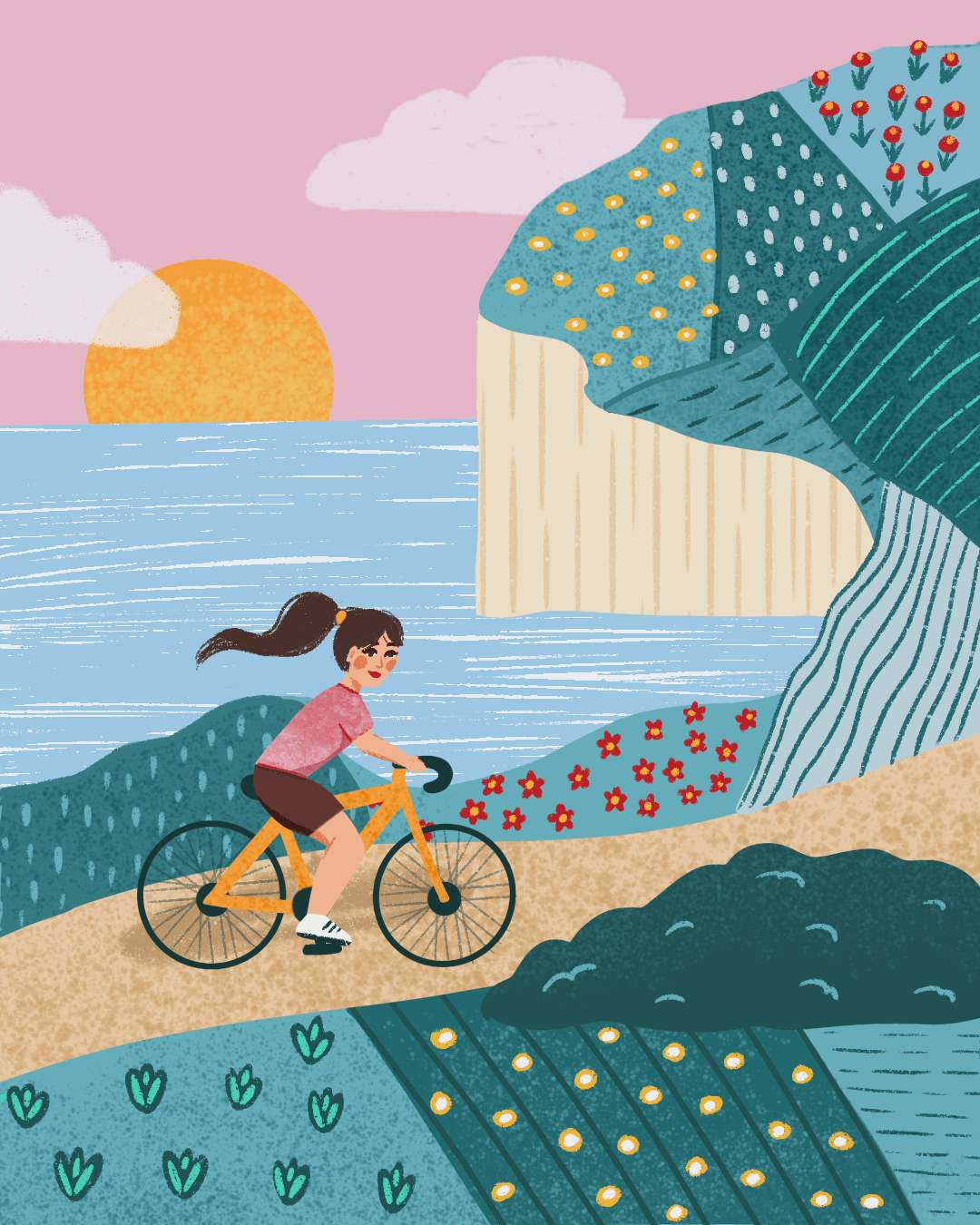 Illustration vélocéan voyage à vélo Aurore Leprivey