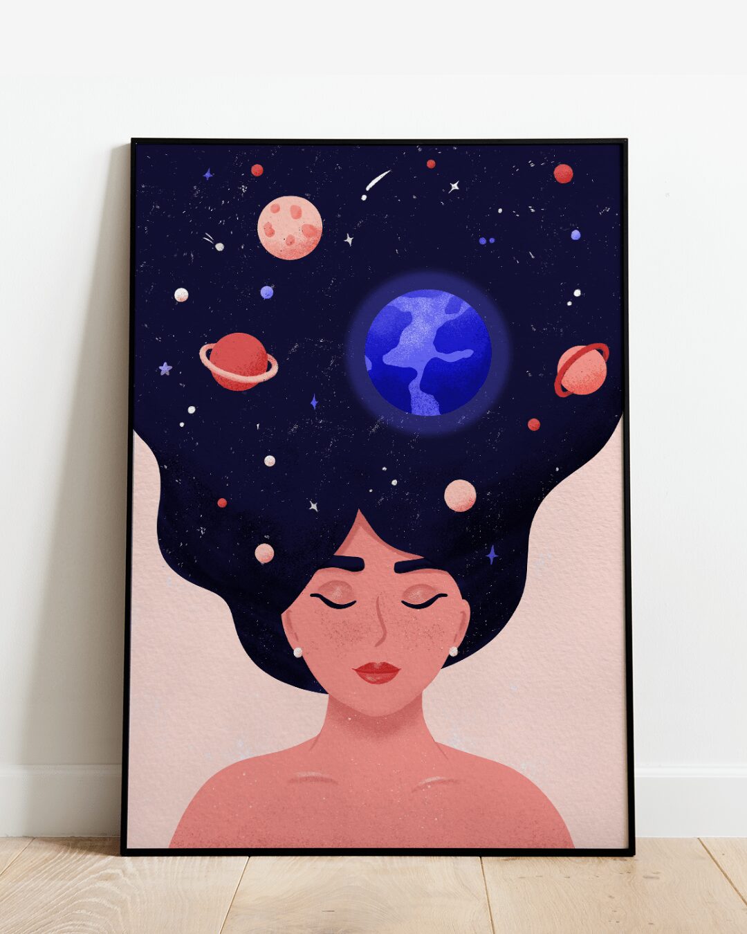 Affiche la tête dans les étoiles univers - Aurore Leprivey