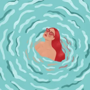 Aurore Leprivey Illustration baigneuse dans l'océan