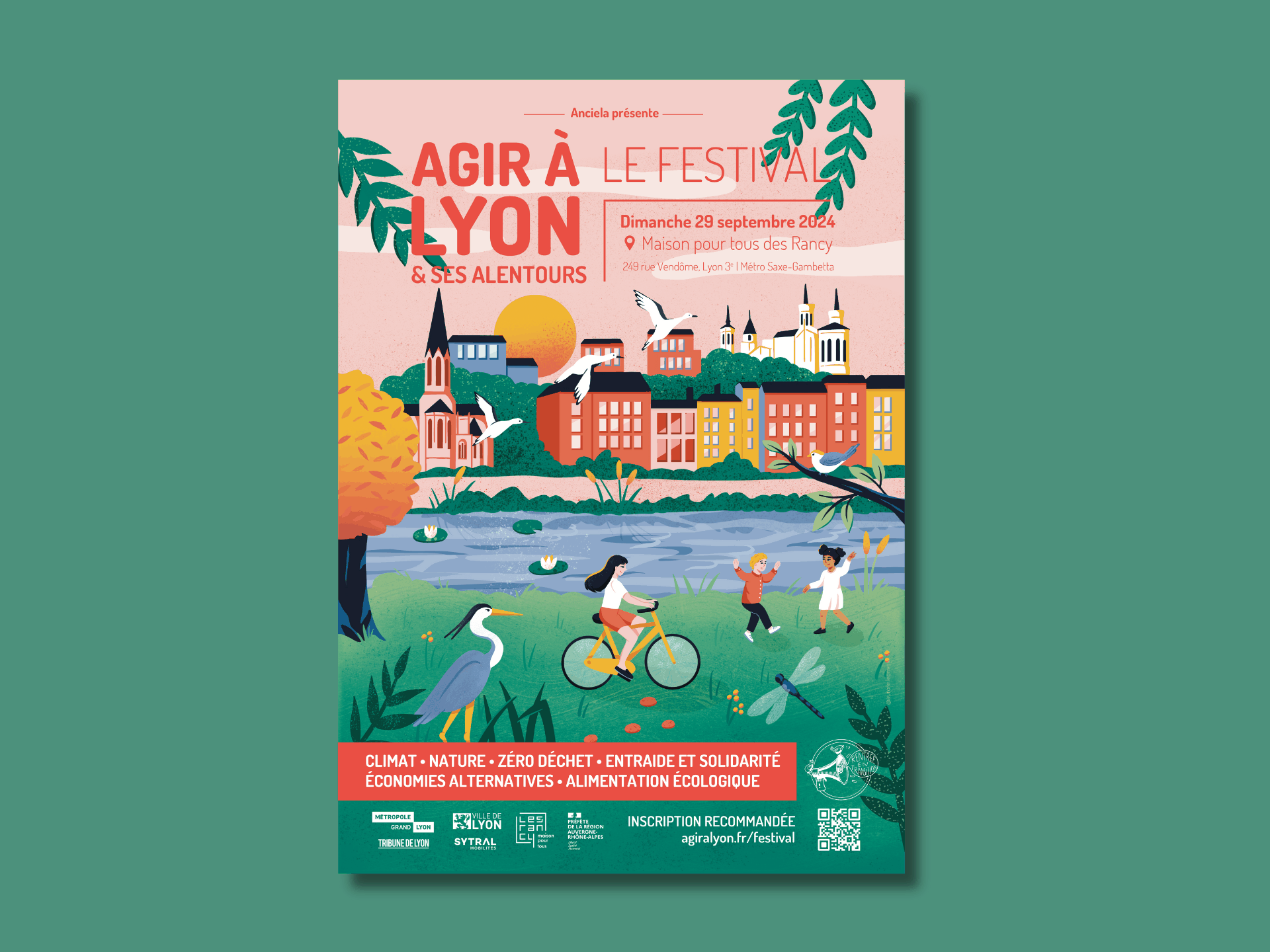 Affiche Agir à Lyon festival écologique illustrateur Aurore Leprivey
