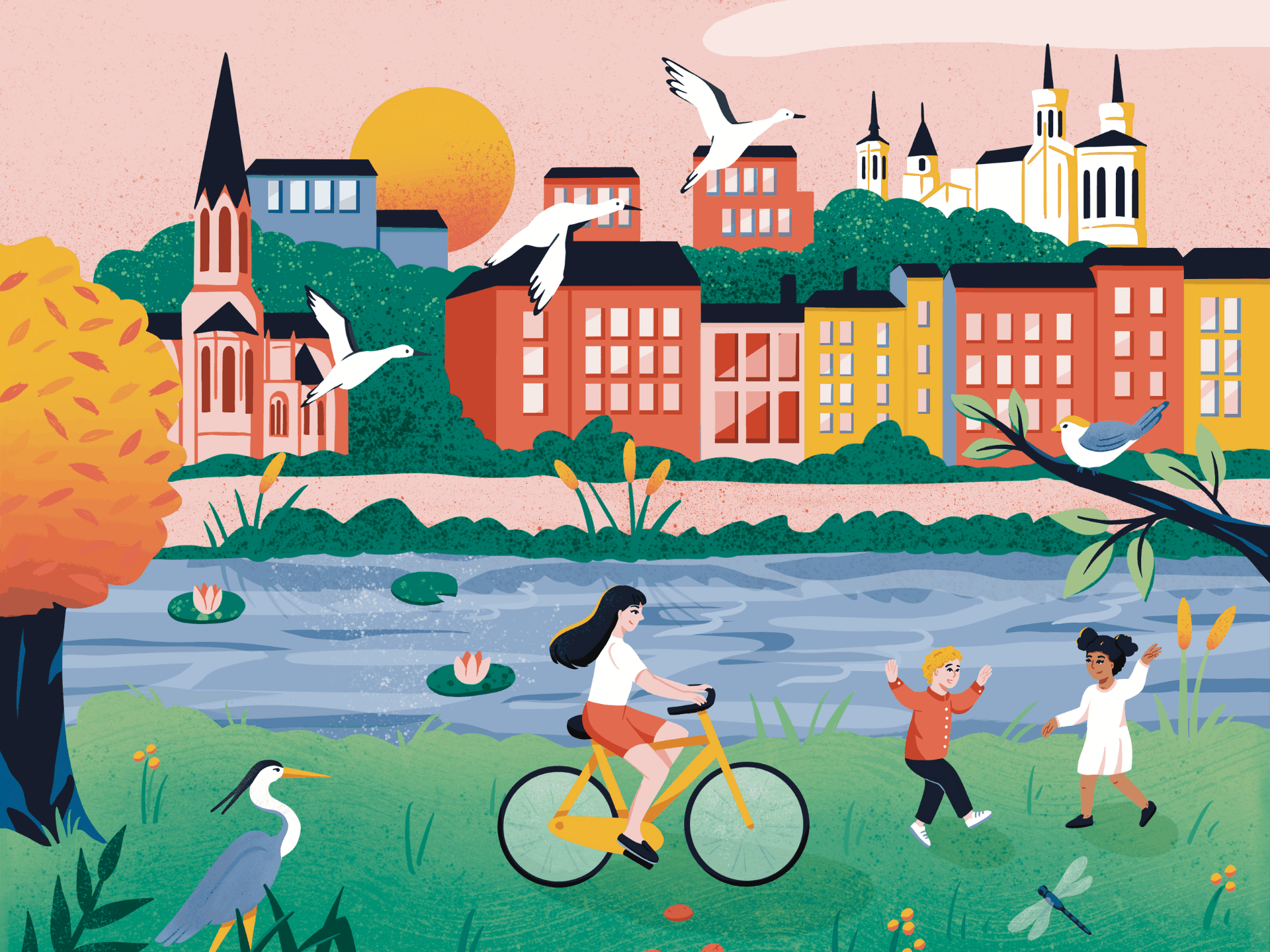 Affiche Agir à Lyon festival écologique illustrateur Aurore Leprivey