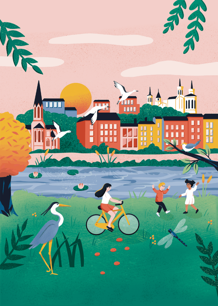 Affiche Agir à Lyon festival écologique illustrateur Aurore Leprivey