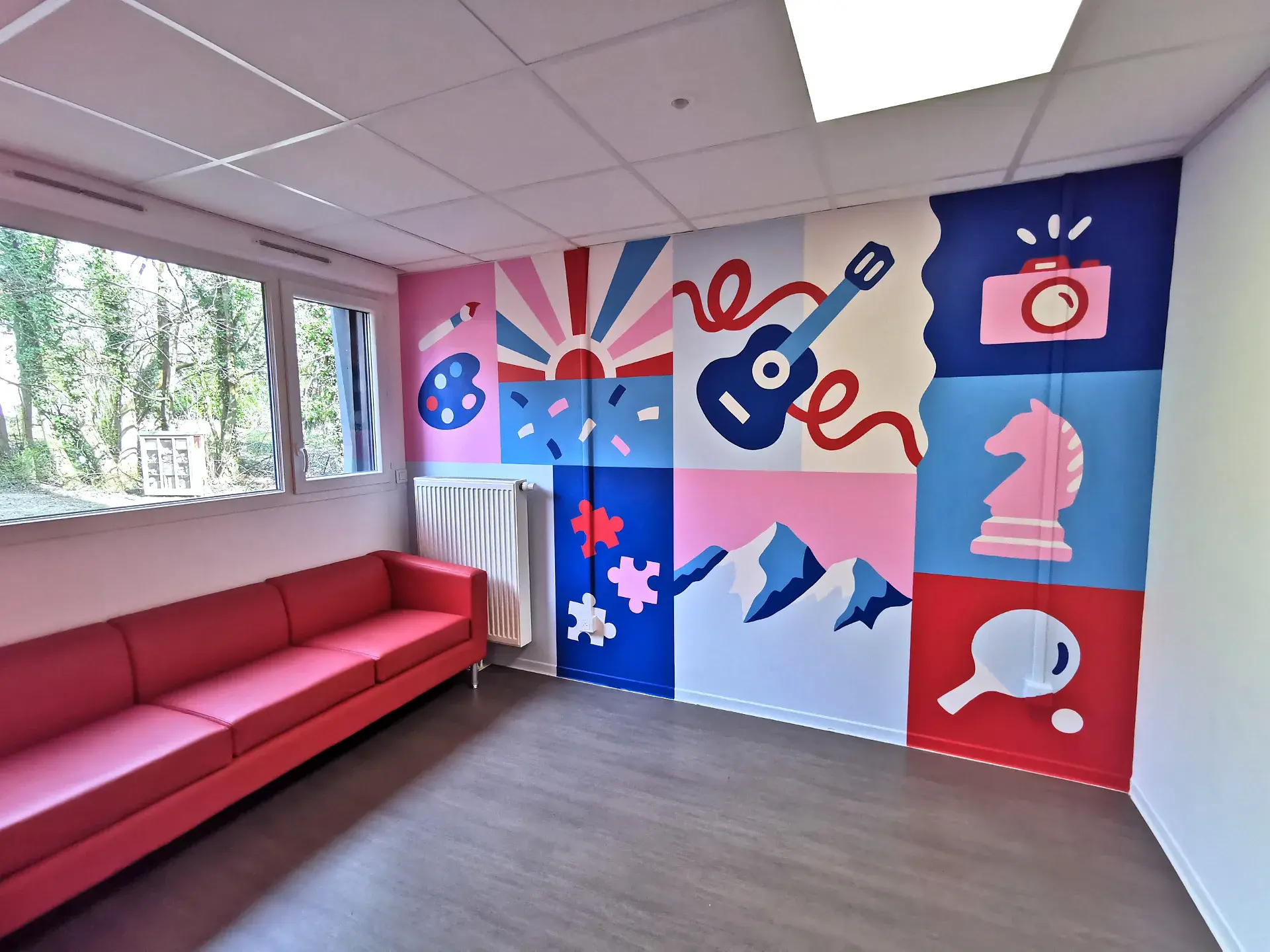 Fresque Murale au CROUS de grenoble par artiste Aurore Leprivey