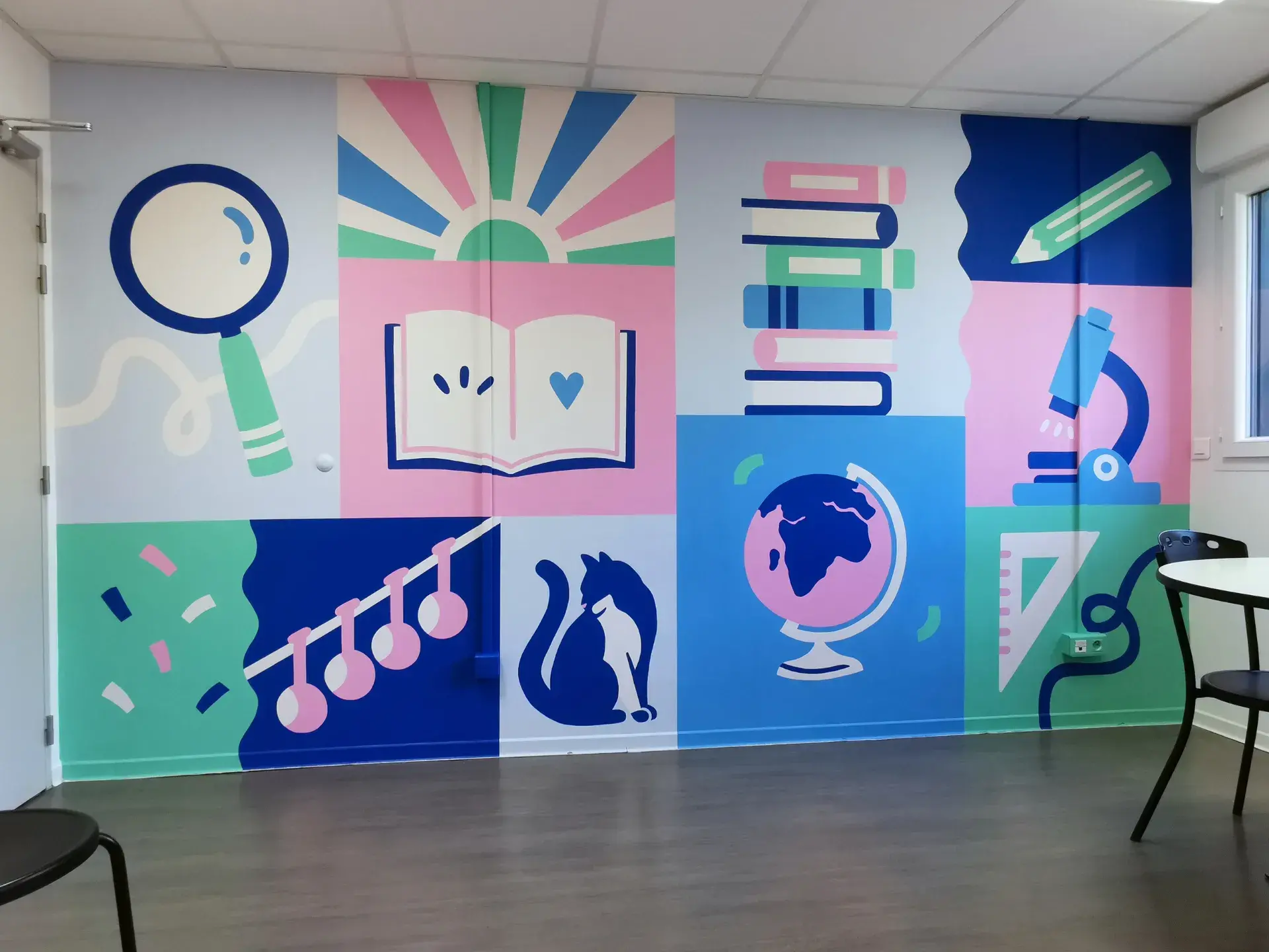 Fresque Murale au CROUS de grenoble par artiste Aurore Leprivey