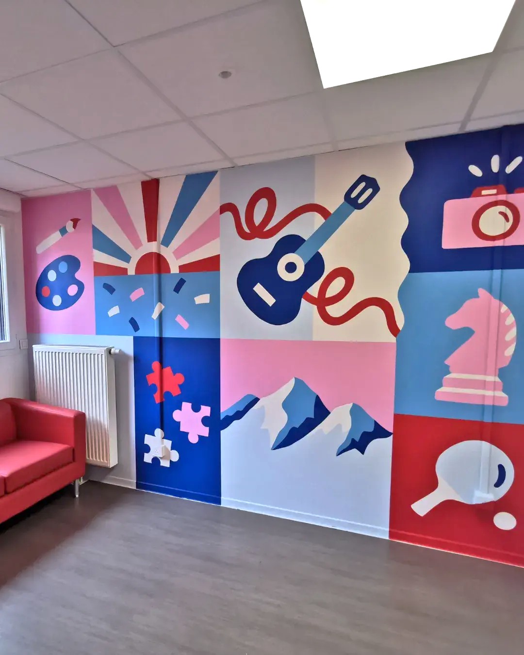 Fresque Murale au CROUS de grenoble par artiste Aurore Leprivey