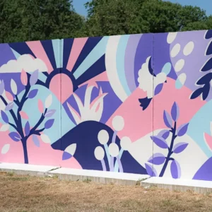 Fresque live au festival Plein Champ Le Mans par l'artiste muraliste Aurore Leprivey