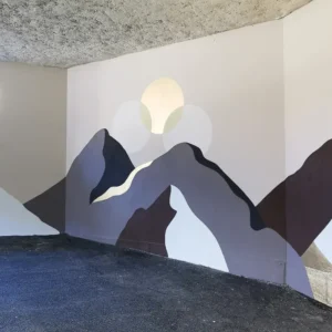 Fresque artistique parking souterrain à la montagne