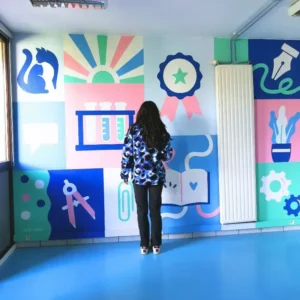 Fresque résidence étudiante Grenoble Aurore Leprivey