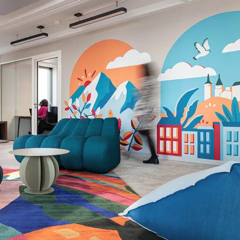 Fresque murale dans les locaux de Korus group par Aurore Leprivey