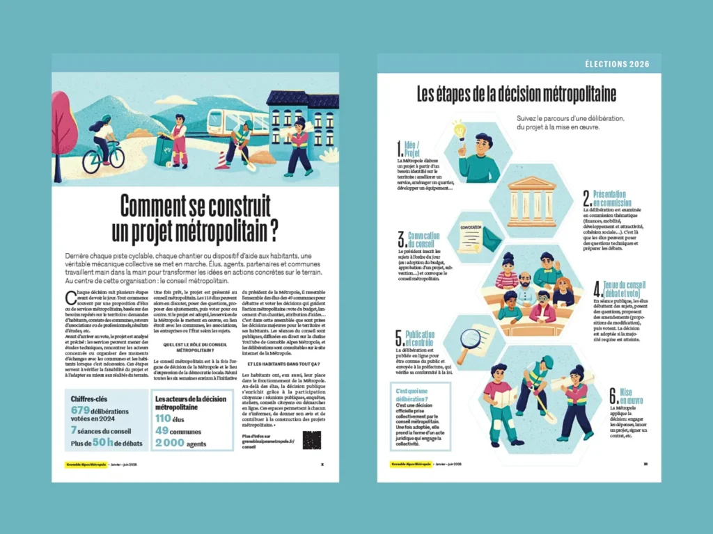 Illustration éditoriale élections - illustratrice Grenoble 2026 | Aurore Leprivey