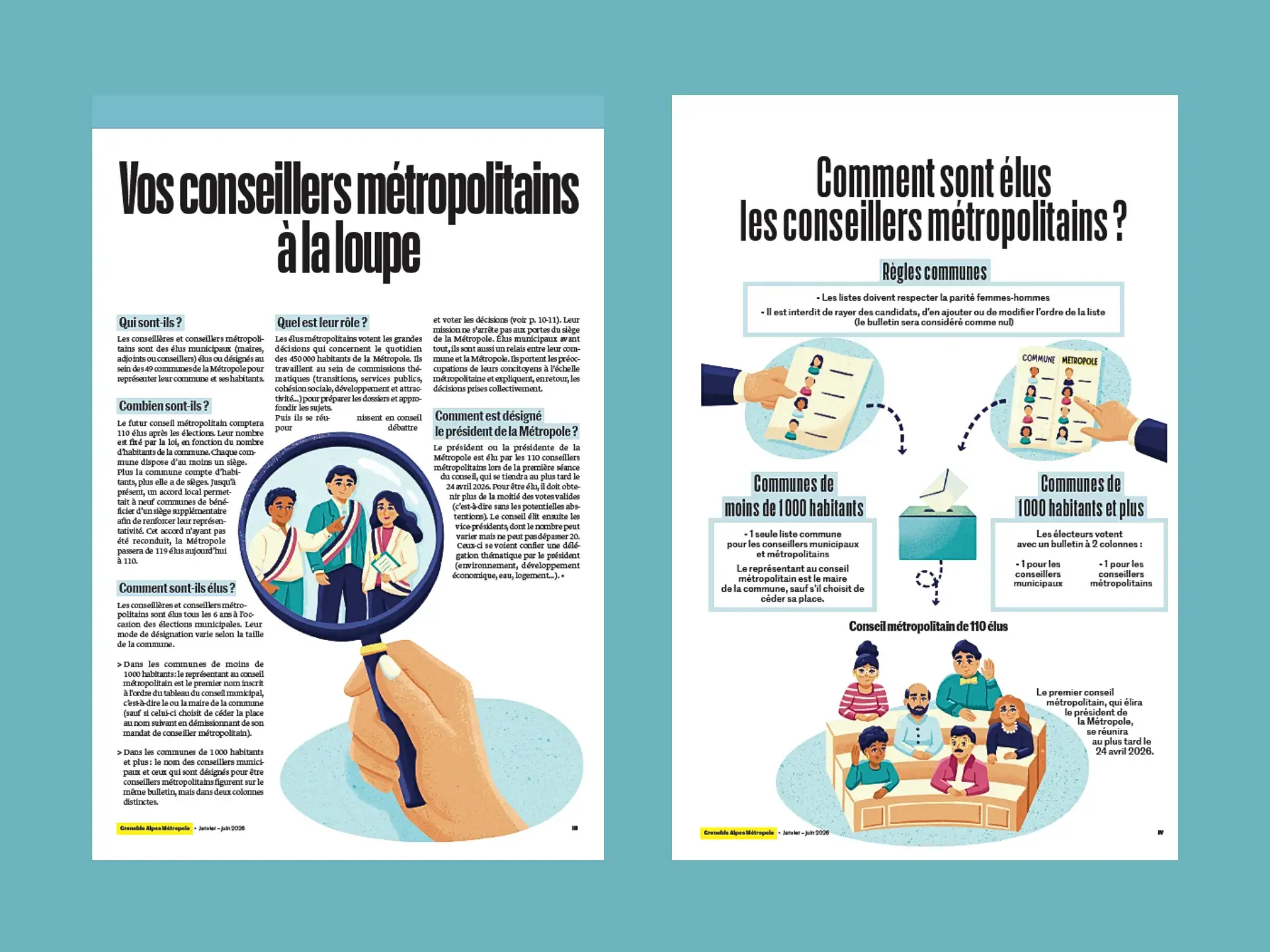 Illustration presse élections — Métropole Magazine Grenoble 2026