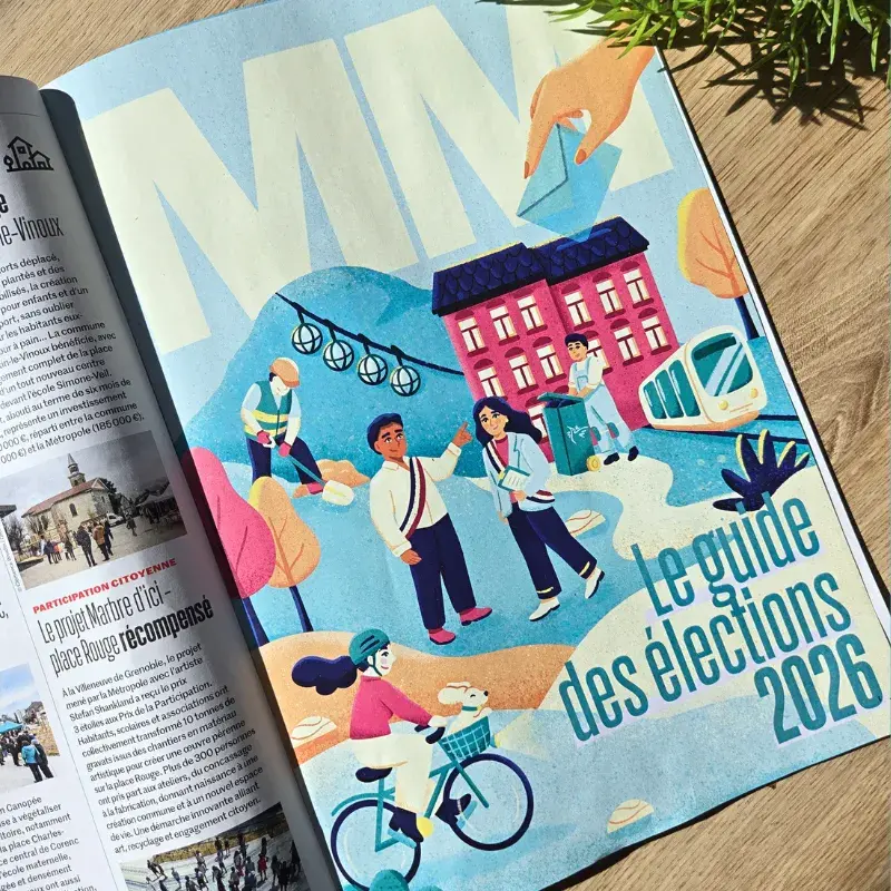 Couverture du magazine Métropole Grenoble Alpes - illustrateur Aurore Leprivey