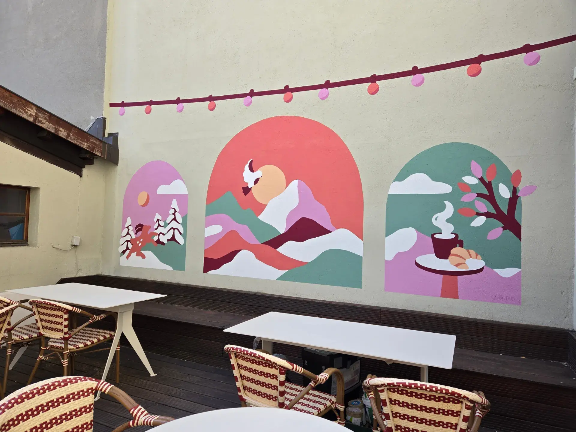 Fresque à Chamonix par l'artiste Aurore Leprivey